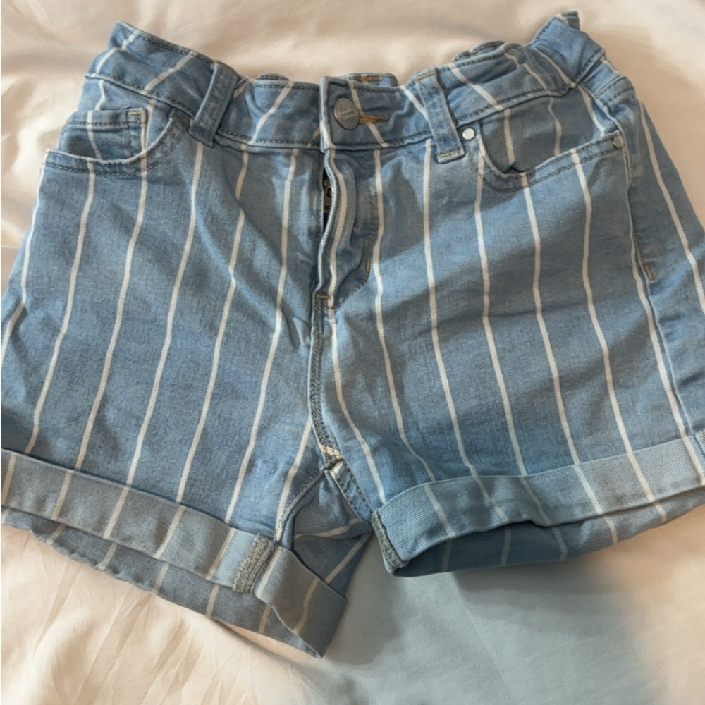 Blue Striped Kids Denim Shorts